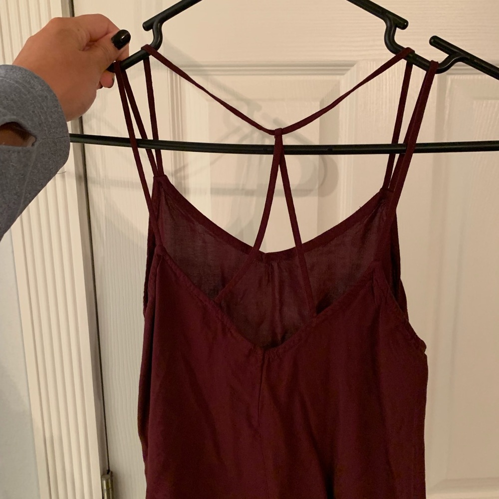 simple maroon tank with strappy back